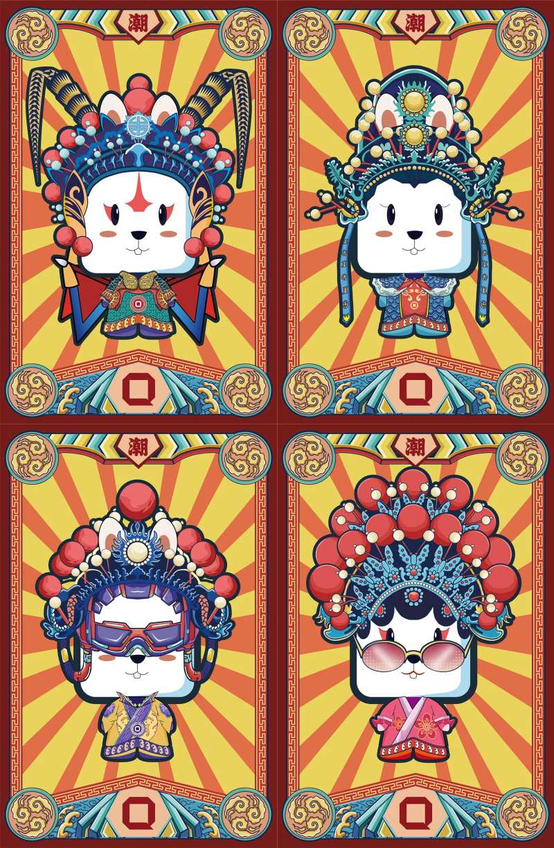 Q版矢量国潮风卡片-采灵感-cailinggan.com