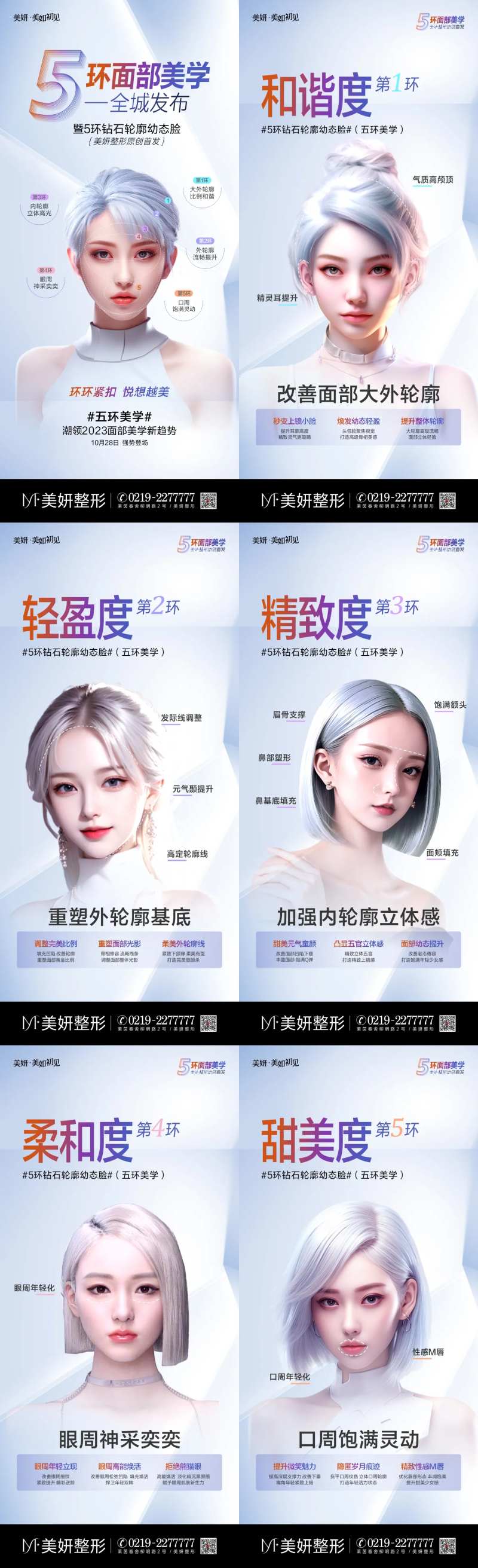 医美幼态轮廓五环美学海报-采灵感-cailinggan.com