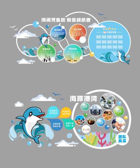 海洋海豚领航团队文化墙-采灵感-https://www.cailinggan.com/