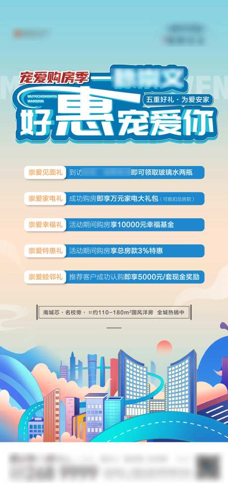 地产购房节促销热销优惠政策五重礼海报-采灵感-https://www.cailinggan.com/