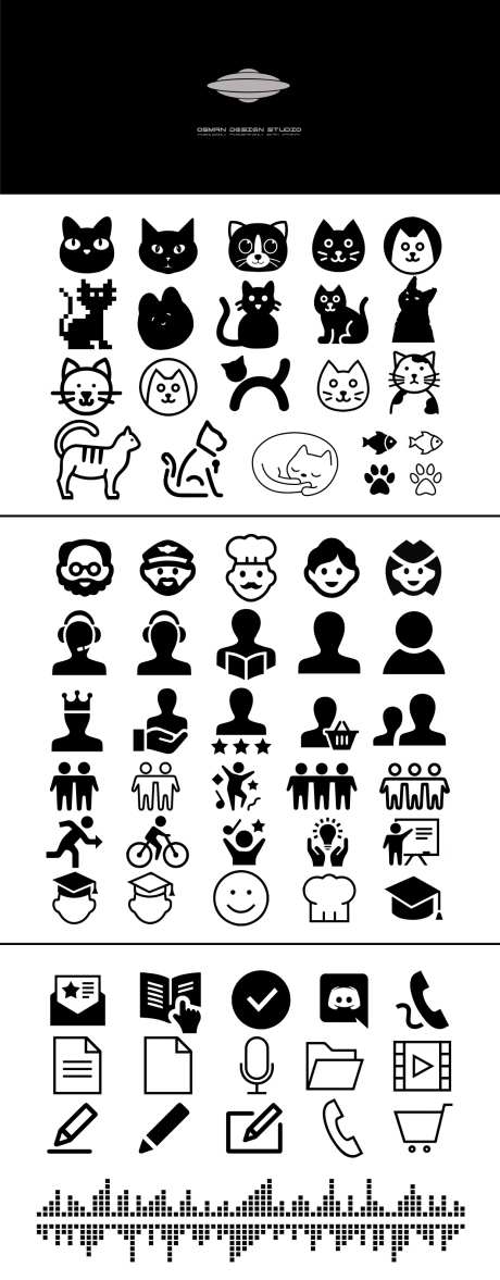 动物猫狗人物工具小图标合集设计-采灵感-https://www.cailinggan.com/