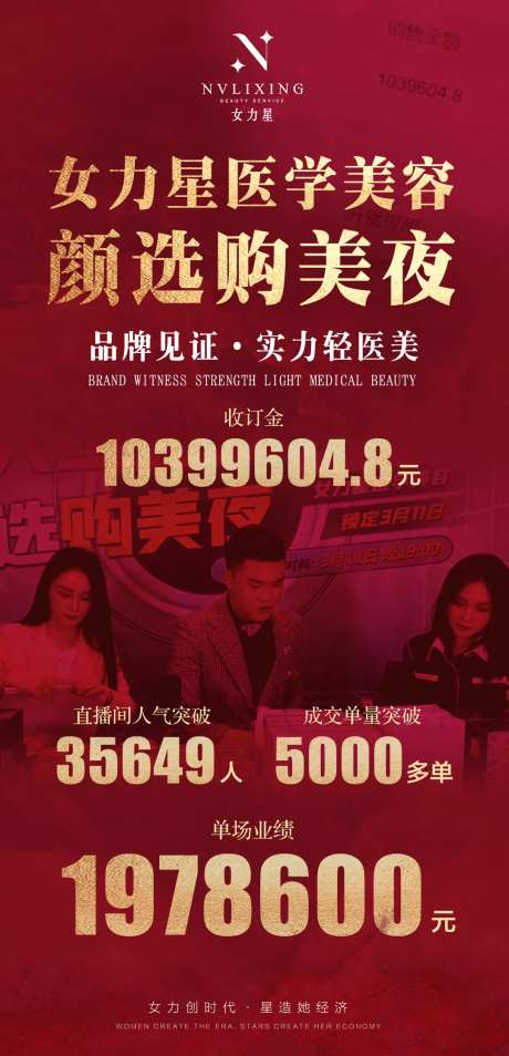 医美直播喜报红金海报-采灵感-https://www.cailinggan.com/