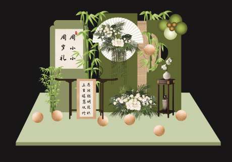 百天宴美陈-采灵感-https://www.cailinggan.com/