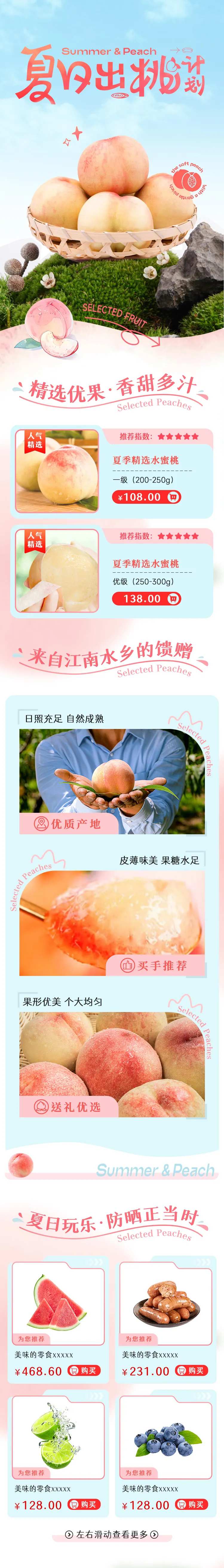 简约大气水果水蜜桃生鲜蔬菜详情页-采灵感-cailinggan.com