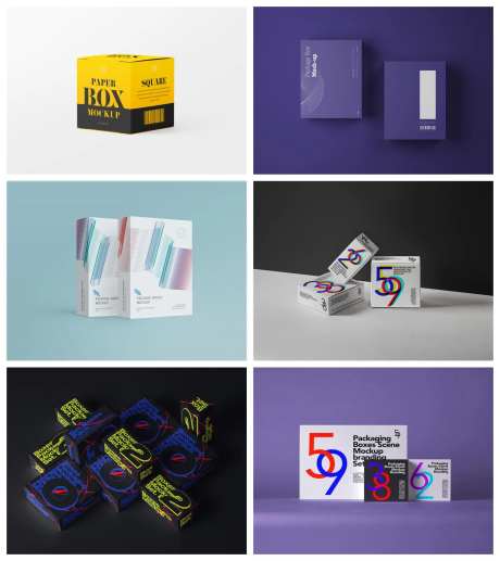 色彩方盒礼品包装礼盒样机-采灵感-https://www.cailinggan.com/