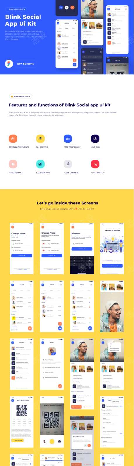 眨眼社交应用程序 UI 套件-采灵感-https://www.cailinggan.com/