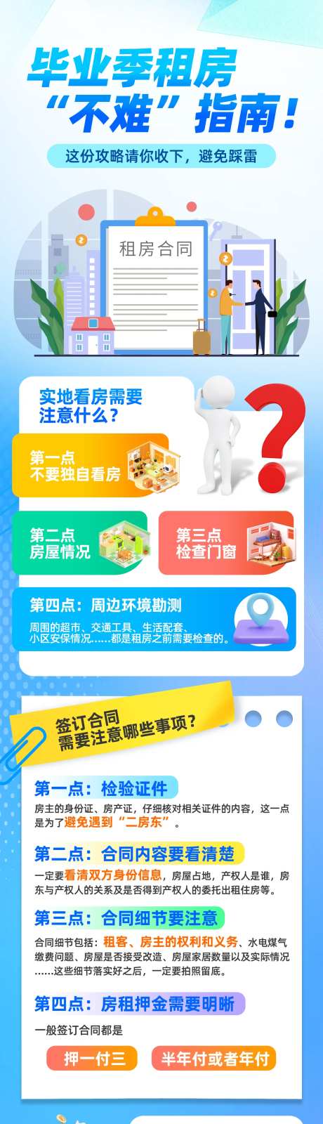 毕业季租房注意事项指南长图-采灵感-https://www.cailinggan.com/