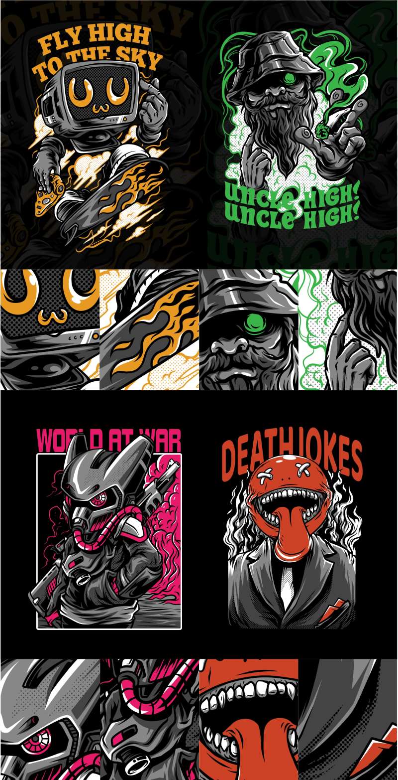 潮牌卡通形象手绘插画海报-采灵感-cailinggan.com