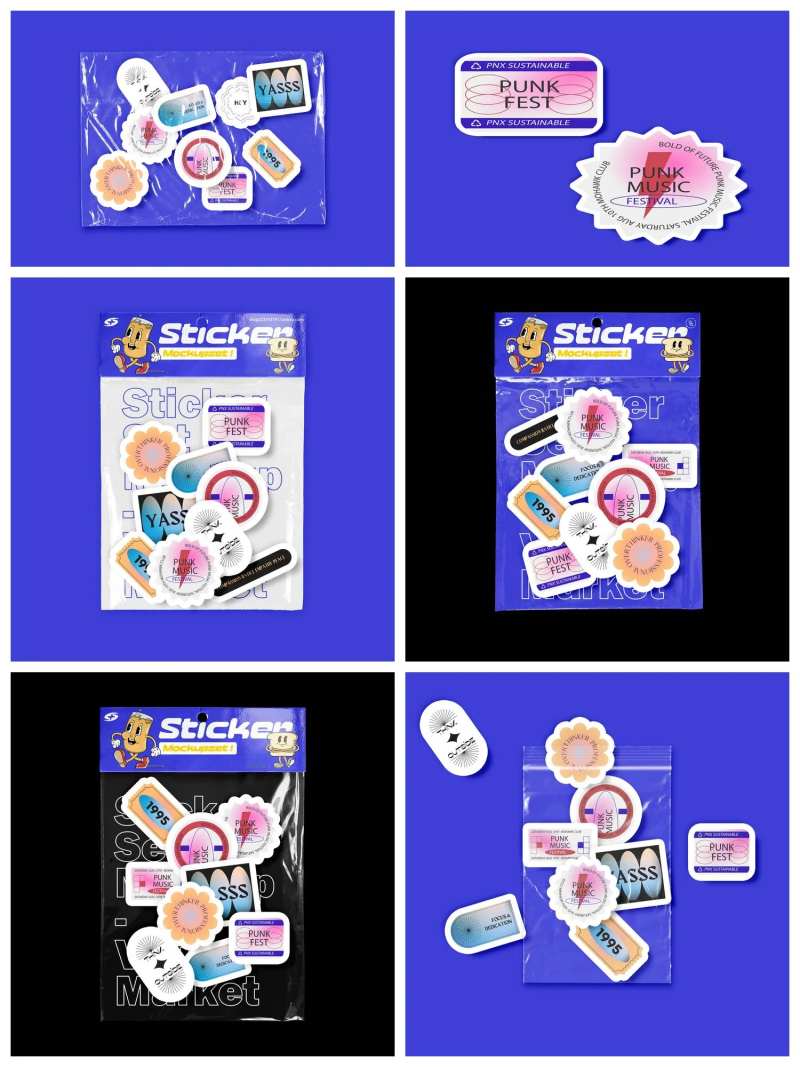 卡通简约蓝底贴纸-采灵感-cailinggan.com