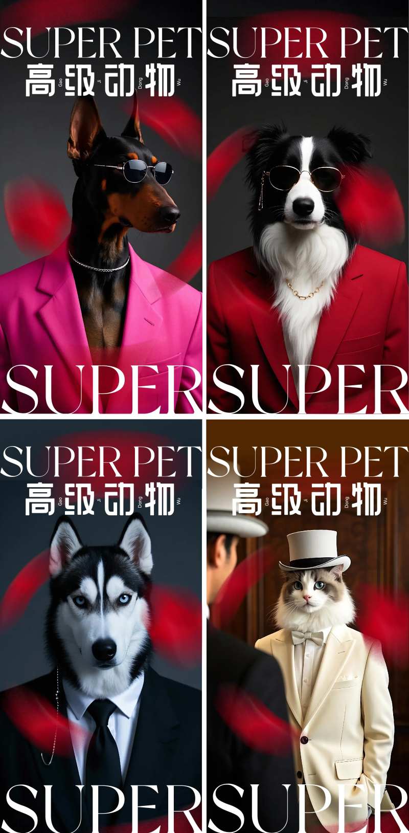 高级简约动物宠物杜宾猫狗杂志封面海报-采灵感-cailinggan.com