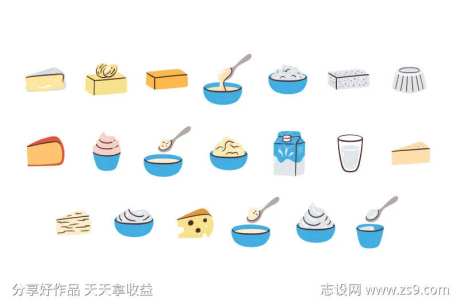 20个乳制品插画图标-采灵感-https://www.cailinggan.com/