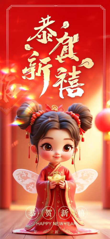 恭贺新禧新年海报-采灵感-https://www.cailinggan.com/