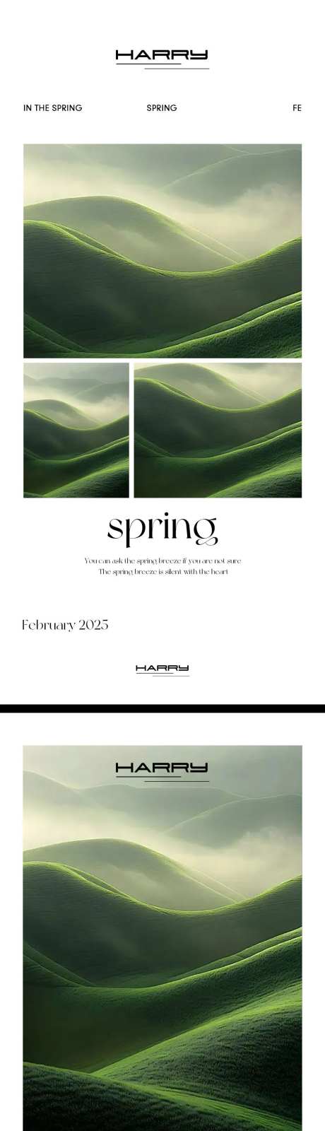 春天绿色极简文艺高级感海报-采灵感-https://www.cailinggan.com/