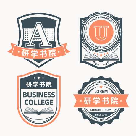 学院俱乐部徽章ICON盾牌-采灵感-https://www.cailinggan.com/