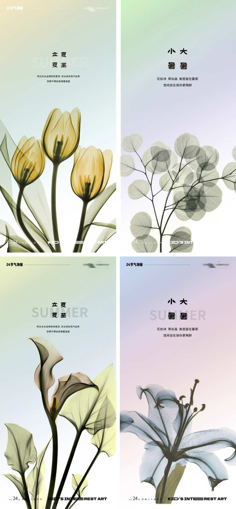 夏至立夏小暑大暑花卉24节气海报-采灵感-cailinggan.com
