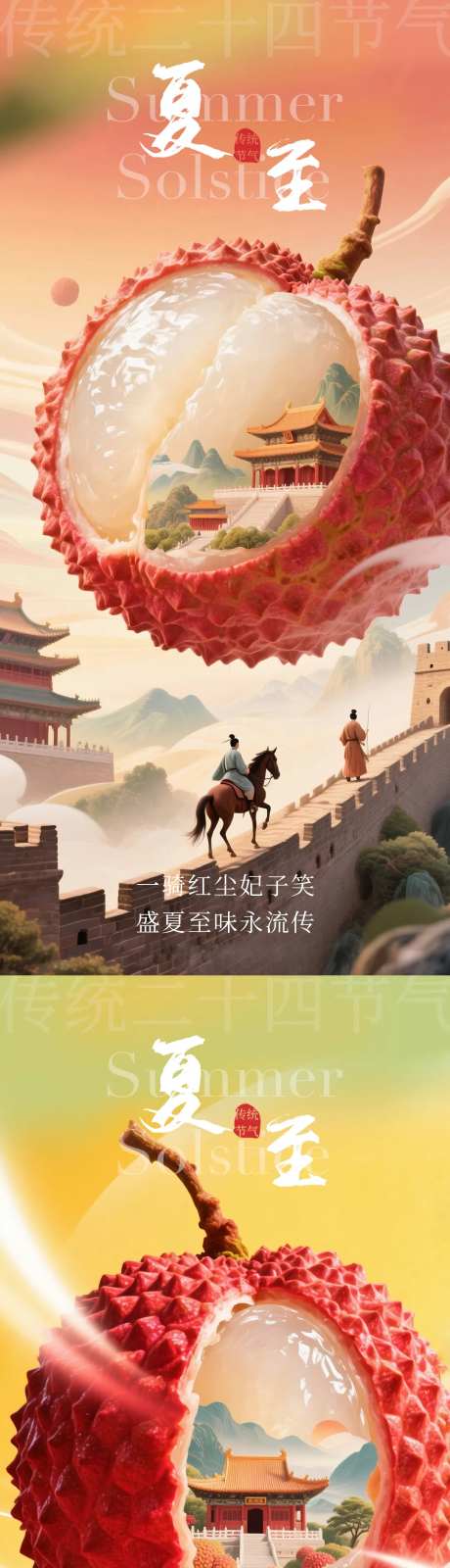 夏至海报荔枝节气-采灵感-https://www.cailinggan.com/