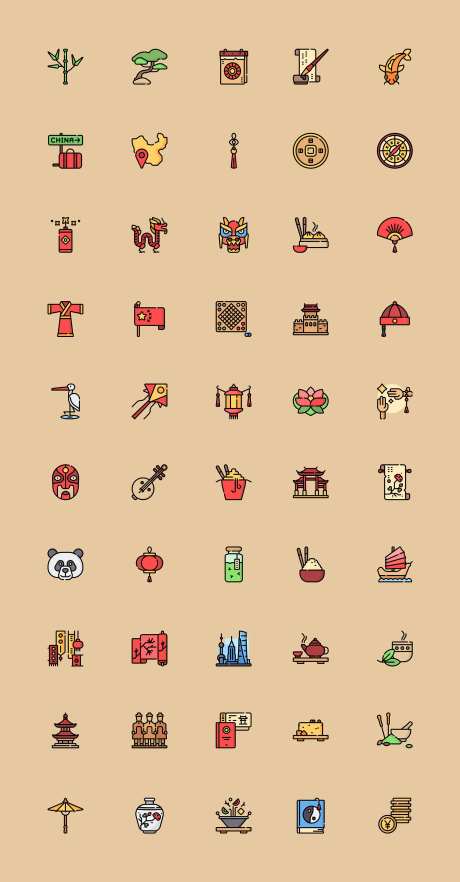 多彩中国元素图标icon-采灵感-https://www.cailinggan.com/