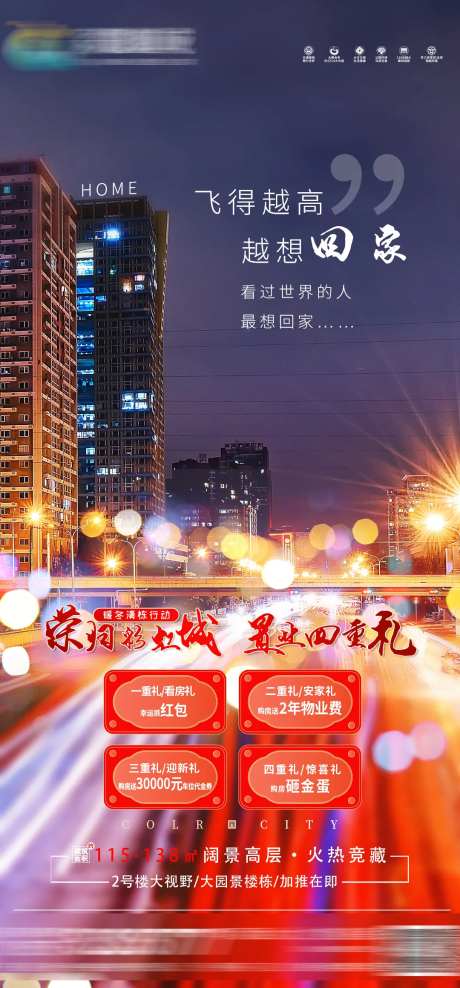 地产返乡置业购房四重礼海报-采灵感-https://www.cailinggan.com/