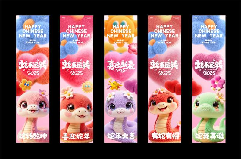 蛇年新年商场竖幔吊旗道旗竖幅-采灵感-cailinggan.com