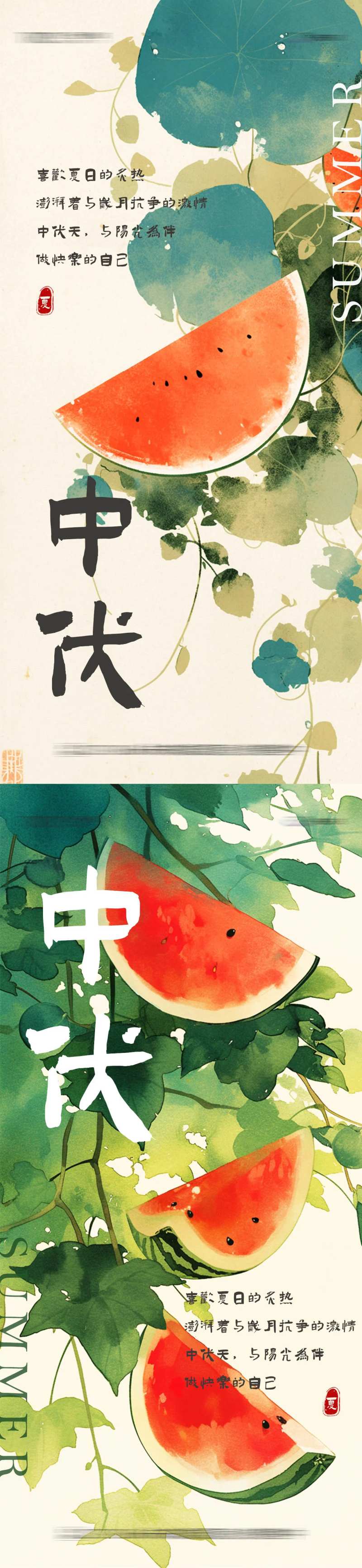 三伏天中伏时节海报-采灵感-cailinggan.com