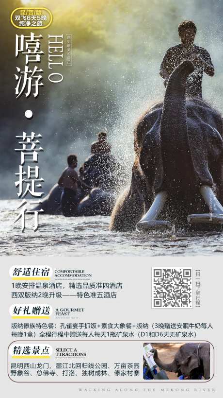 嘻游菩提行云南旅游海报-采灵感-https://www.cailinggan.com/