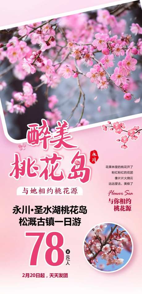桃花岛旅游海报-采灵感-https://www.cailinggan.com/