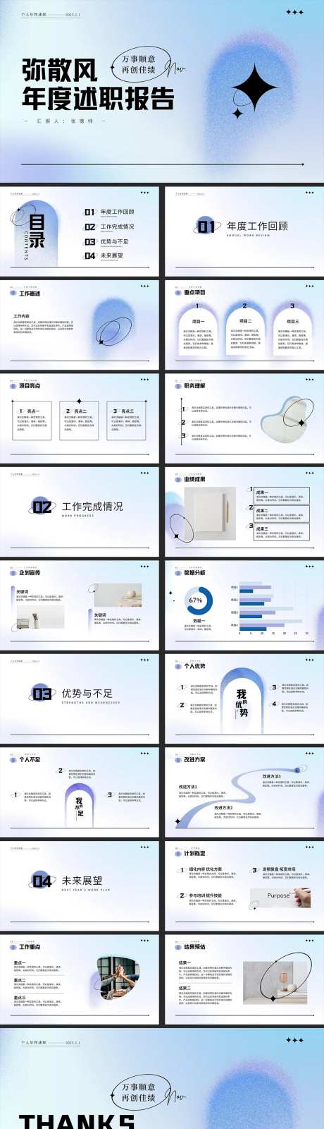 弥散风个人述职报告PPT-采灵感-https://www.cailinggan.com/