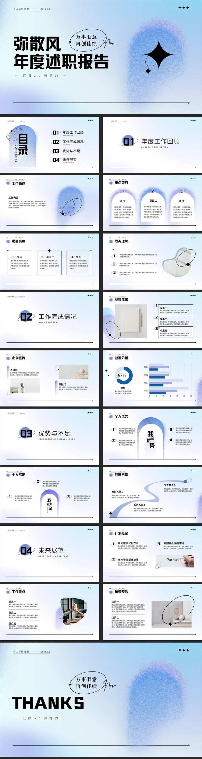 弥散风个人述职报告PPT-采灵感-cailinggan.com