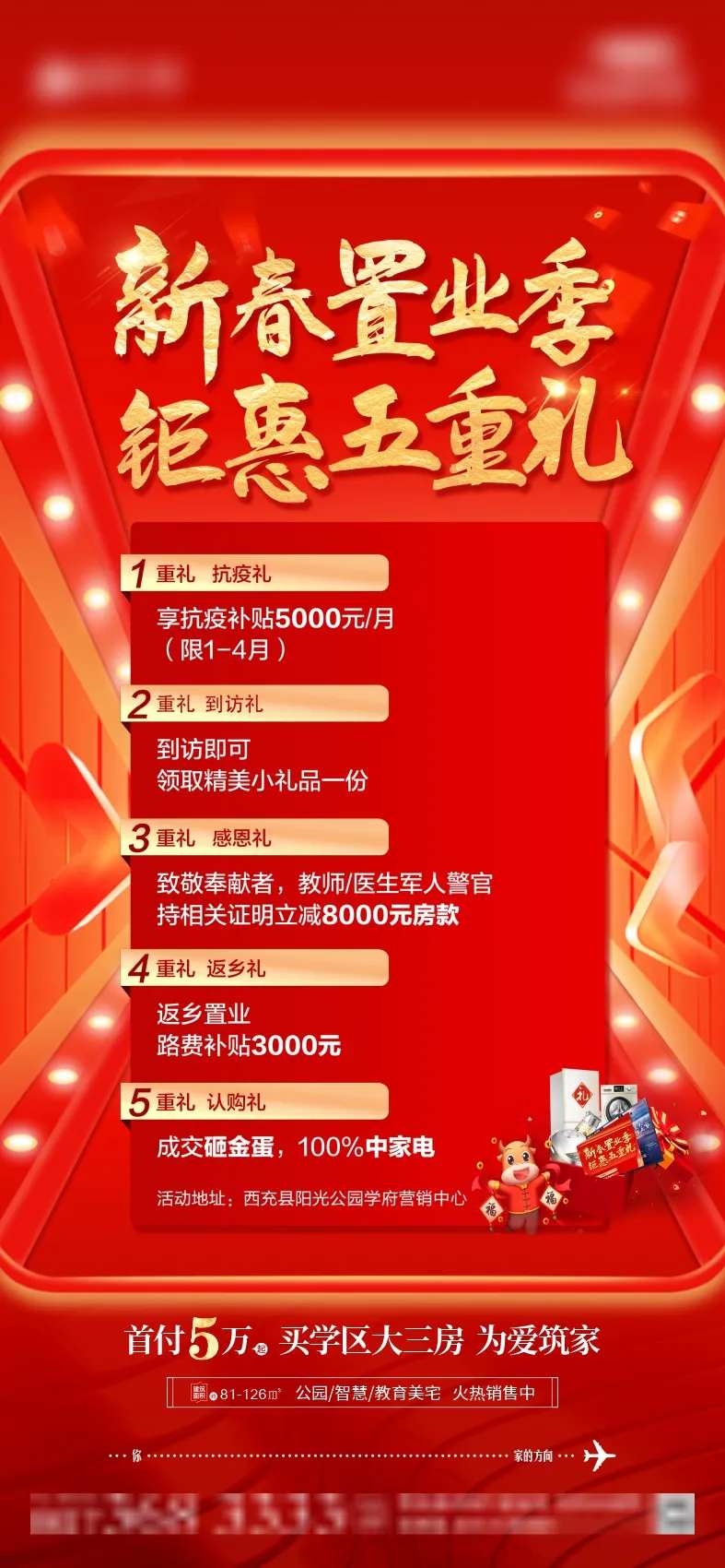 地产新春置业五重礼海报-采灵感-cailinggan.com