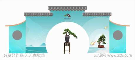 中式盆景文化盆景技艺盆景美陈打卡拱门微盆-采灵感-https://www.cailinggan.com/
