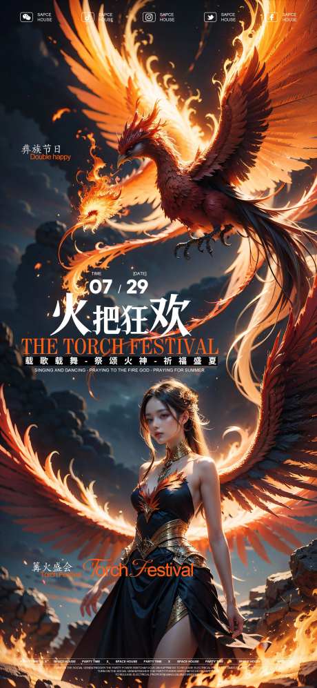 火把节活动海报-采灵感-https://www.cailinggan.com/