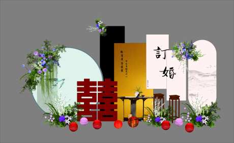 黑色小众订婚宴-采灵感-https://www.cailinggan.com/