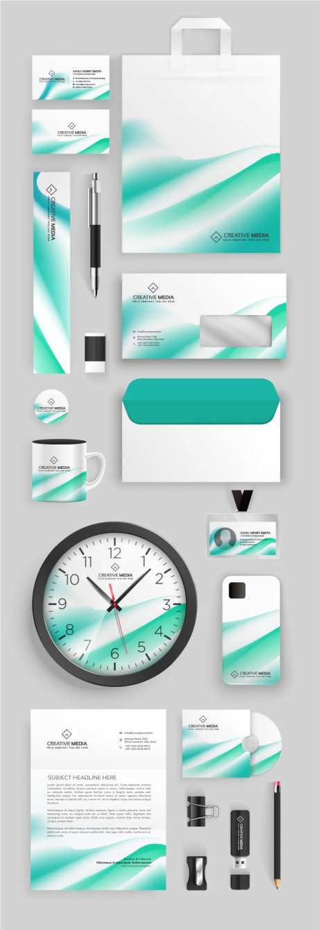 品牌VI物料渐变绿色延展-采灵感-https://www.cailinggan.com/