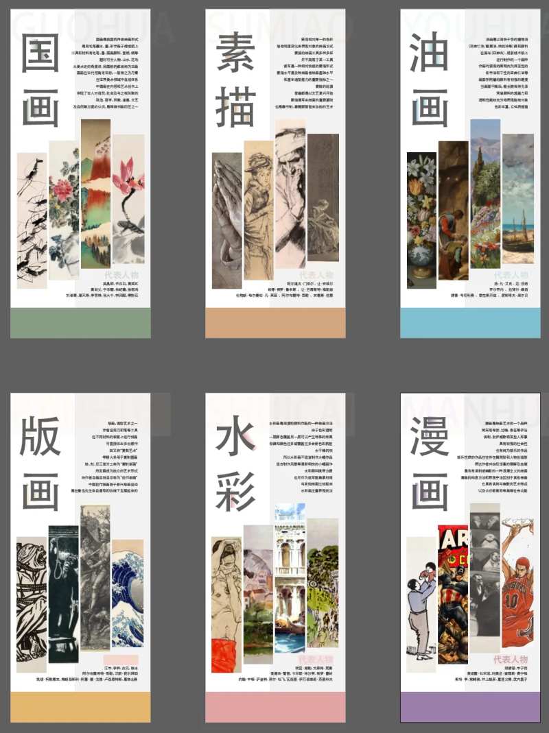 美术绘画类型介绍校园展板-采灵感-cailinggan.com