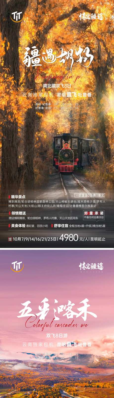 新疆胡杨林喀纳斯旅游海报-采灵感-https://www.cailinggan.com/