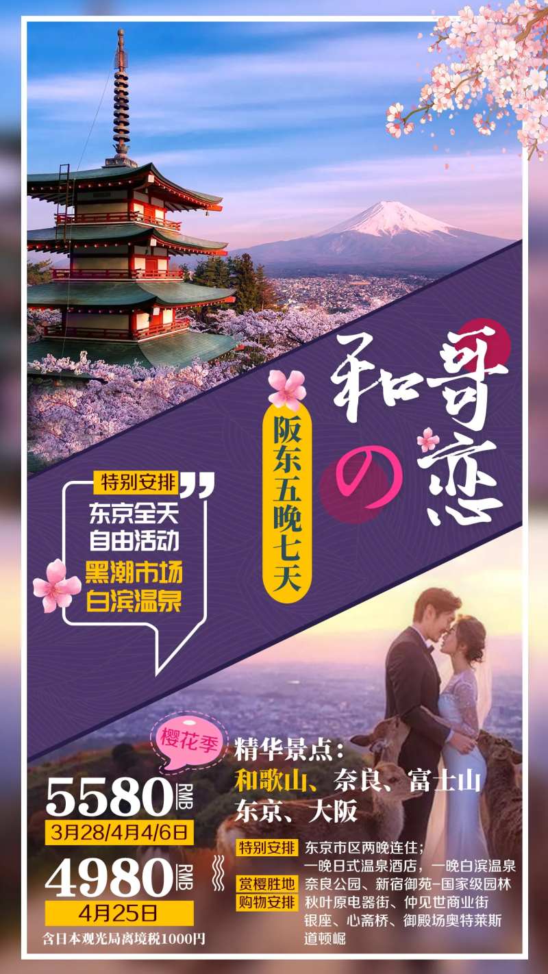 日本东京和歌山大阪富士山旅游海报-采灵感-cailinggan.com