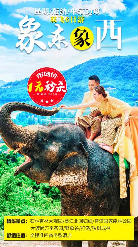 昆明版纳中缅边境旅游海报-采灵感-https://www.cailinggan.com/
