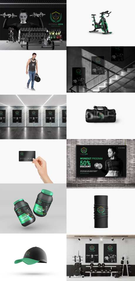运动品牌VI健身器材LOGO展示样机-采灵感-https://www.cailinggan.com/