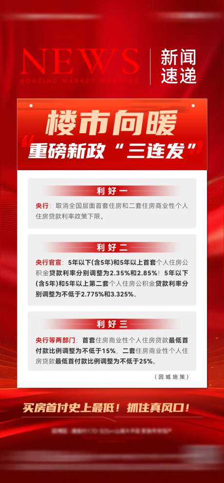 地产政策利好海报-采灵感-https://www.cailinggan.com/