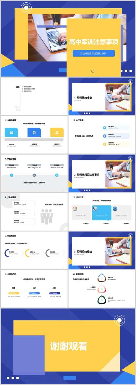 高中军训注意事项PPT-采灵感-https://www.cailinggan.com/