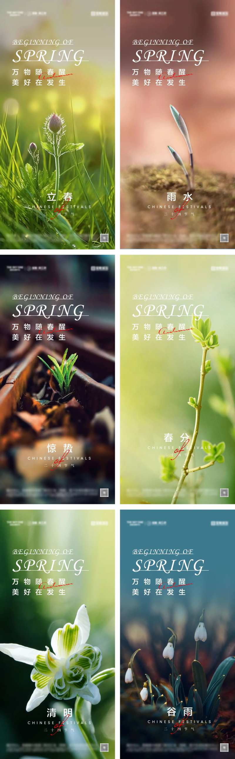立春雨水惊蛰春分清明谷雨海报-采灵感-cailinggan.com