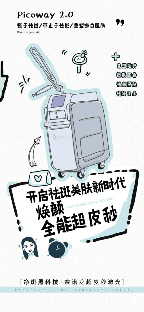 医美仪器超皮秒卡通版海报设计-采灵感-https://www.cailinggan.com/