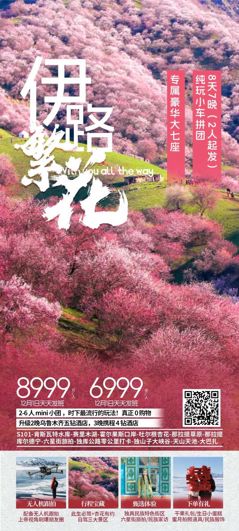 春季新疆旅游杏花旅游季海报-采灵感-cailinggan.com