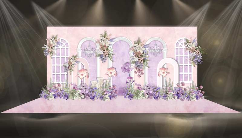 粉紫色法式花园婚礼效果图-采灵感-cailinggan.com