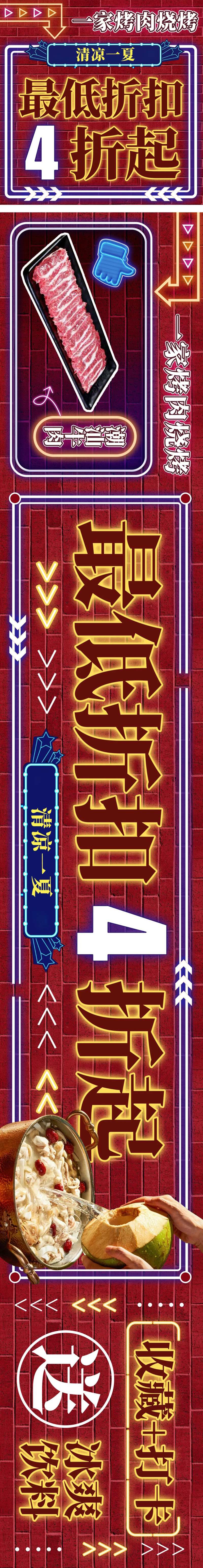 复古工厂网红风烤肉夜市烧烤餐饮五连图-采灵感-cailinggan.com
