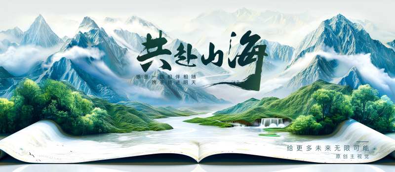 共赴山海会议活动背景板-采灵感-cailinggan.com