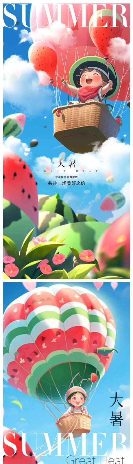 小暑大暑节气海报儿童节-采灵感-https://www.cailinggan.com/