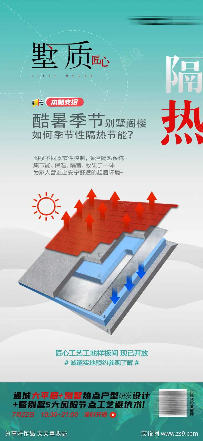 别墅家装设计工程隔热工艺海报-采灵感-cailinggan.com