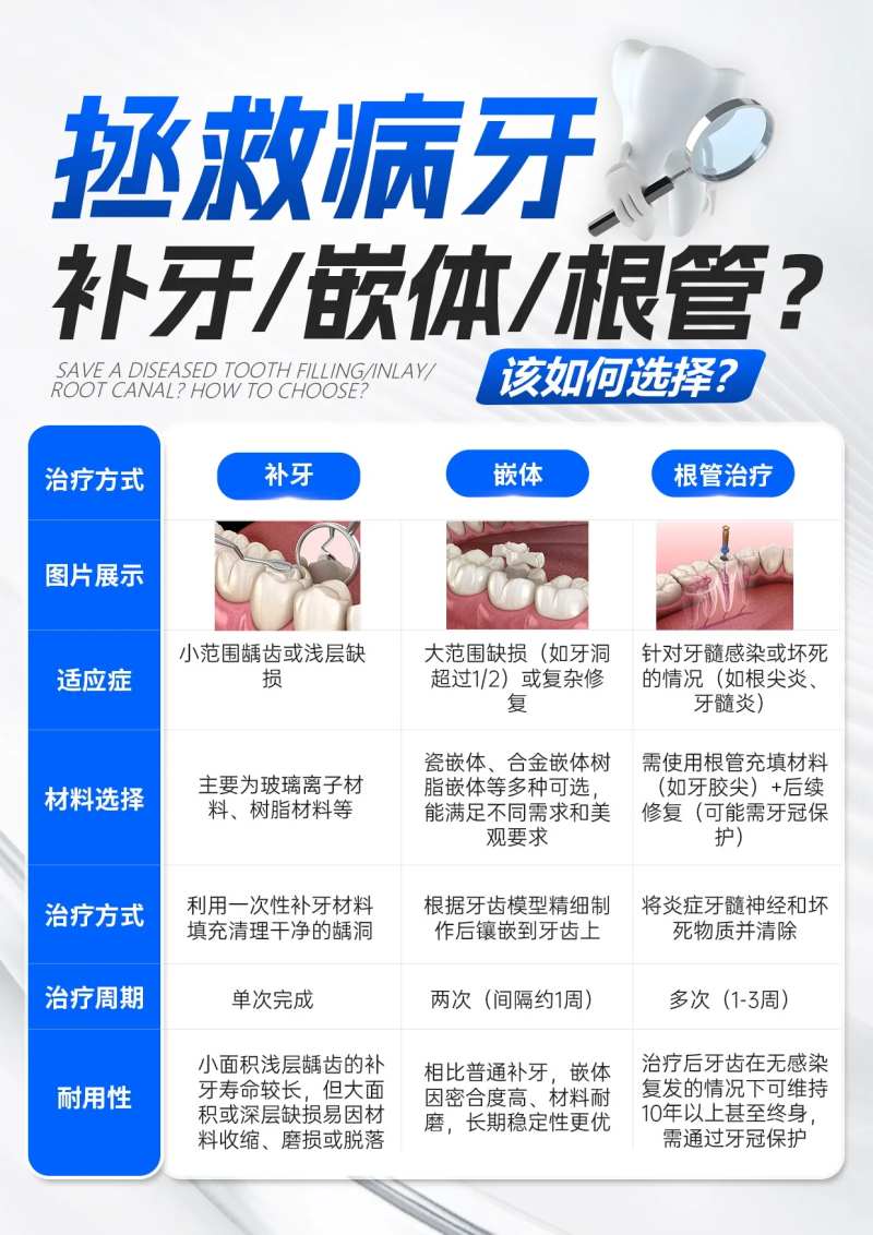 补牙嵌体根管区别科普海报-采灵感-cailinggan.com