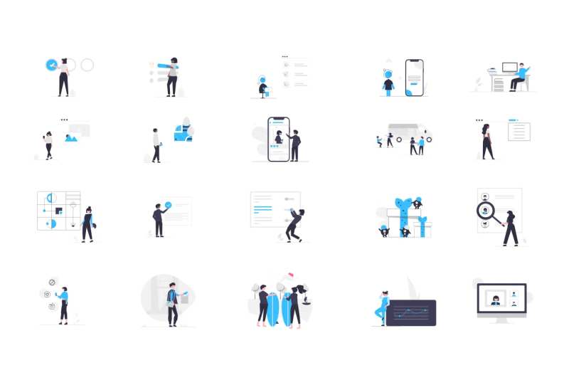 扁平商务生活办公场景插画-采灵感-cailinggan.com